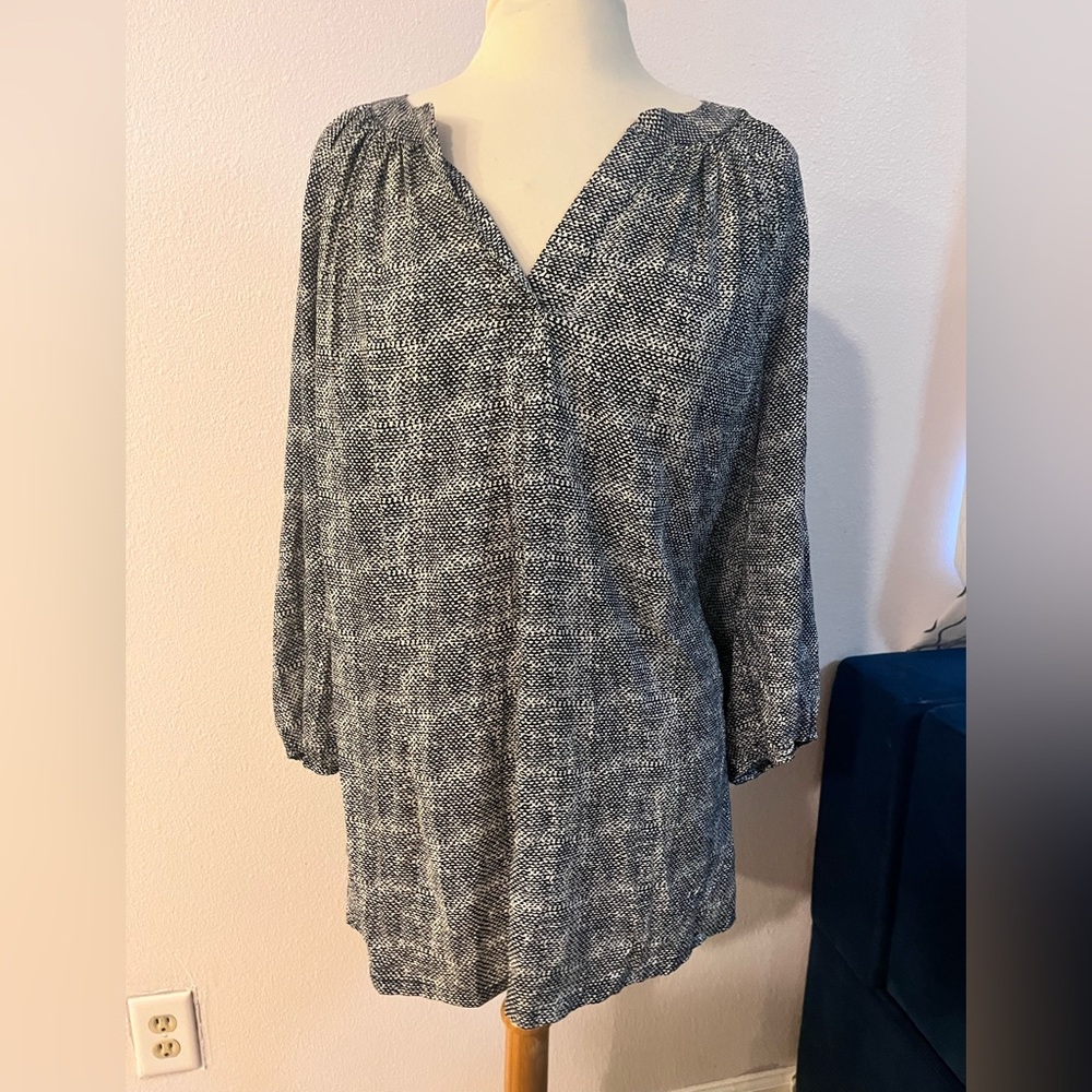 Carole Little Black and White Patterned Blouse